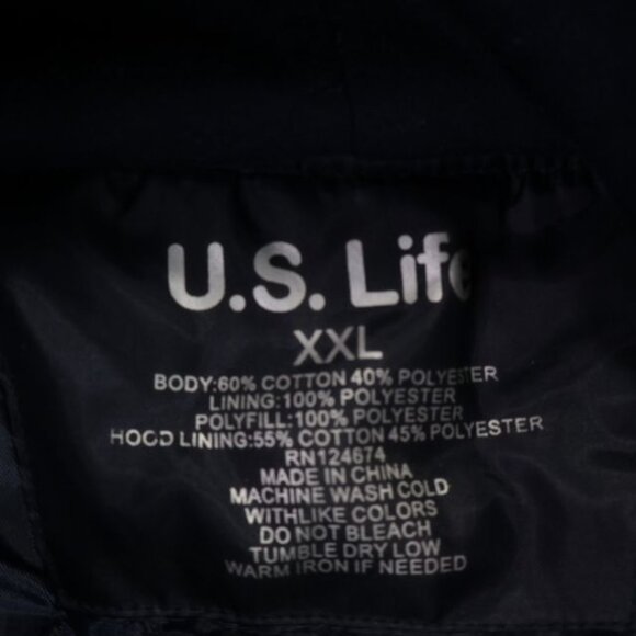 Plaid Mens Lined Utility Jacket XXL U.S. Life Hooded Pockets Long Sleeve Coat - Picture 3 of 9